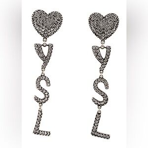 Crystal-Embellished Drop 'Y S' Earrings - Silver Tone
